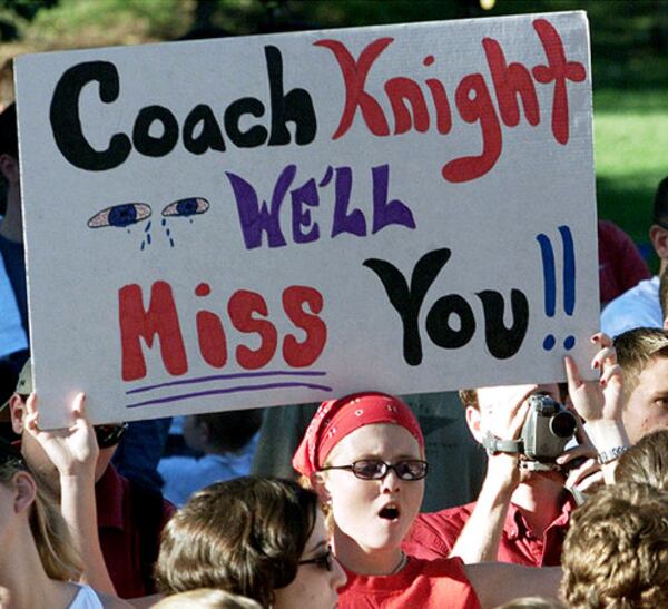 There were mixed feelings when Knight was fired from Indiana in Sept. 2000. This Hoosier fan didn't want to see the General go.