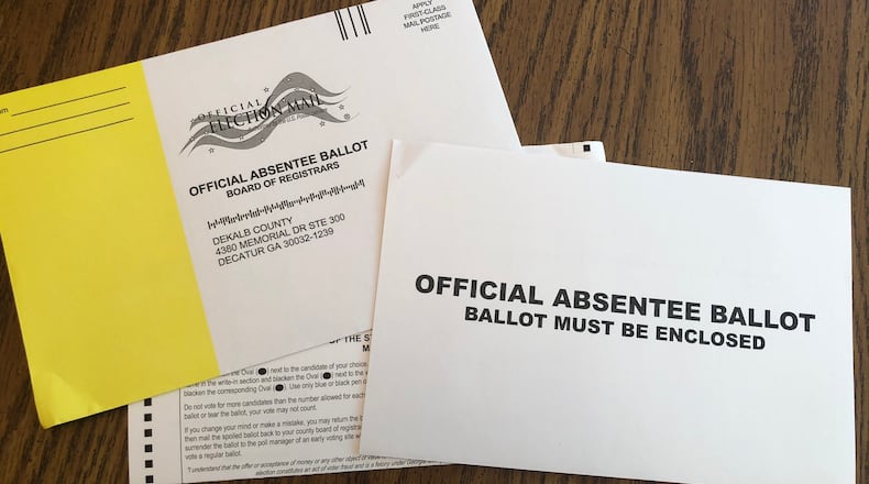 Absentee ballots, envelopes and privacy sleaves are being mailed to Georgia voters for the state's primary on June 9, 2020.