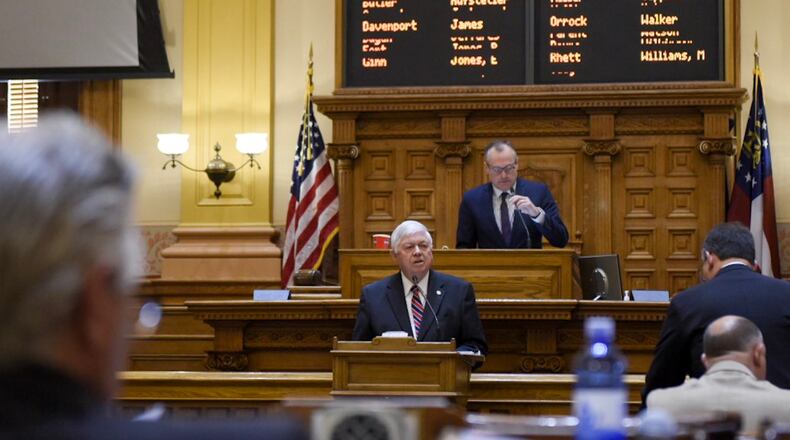 Senate Appropriations Chairman Jack Hill, R-Reidsville, presented the fiscal 2018 budget to his chamber Wednesday. DAVID BARNES / DBARNES@AJC.COM
