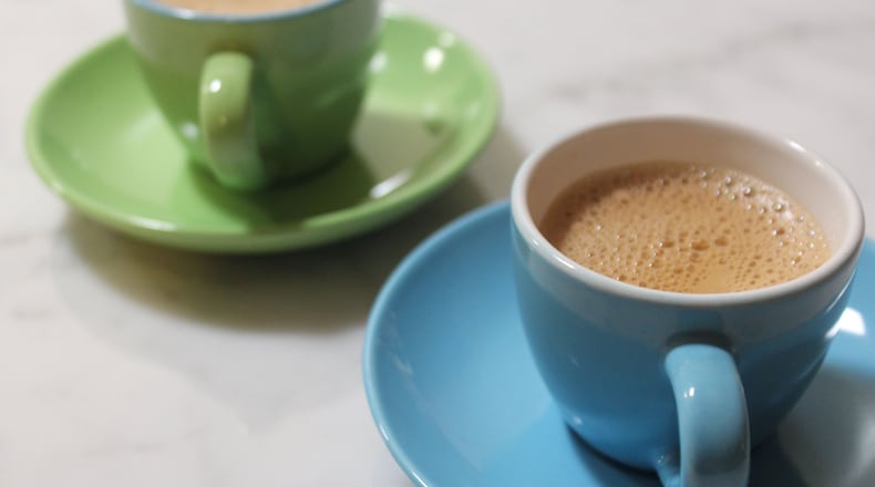 Cuban coffee tutorial. (Contributed by Michelle Lara/ Cupcakes, Cocktails and Kids)