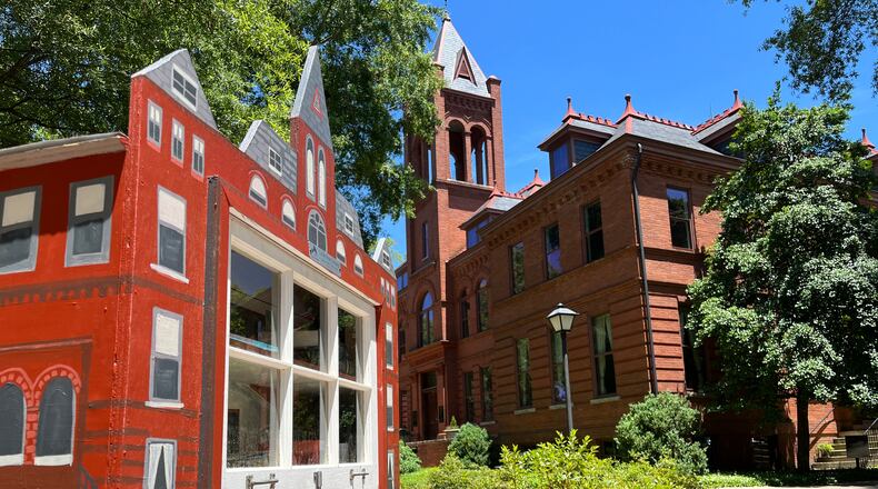 The unique little libraries were designed, built and installed by Morgan County High School students. The boxes replicate the historic buildings that inspired the project. (Photo Courtesy of Patrick Yost)