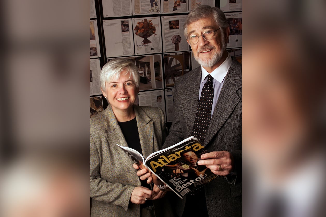 Atlanta Magazine editor Lee Walburn (right), shown with publisher Susie Love, was also editor of the AJC's weekly magazine and known for developing powerhouse writers. (Phil Skinner/AJC 2000)