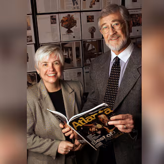 Atlanta Magazine editor Lee Walburn (right), shown with publisher Susie Love, was also editor of the AJC's weekly magazine and known for developing powerhouse writers. (Phil Skinner/AJC 2000)