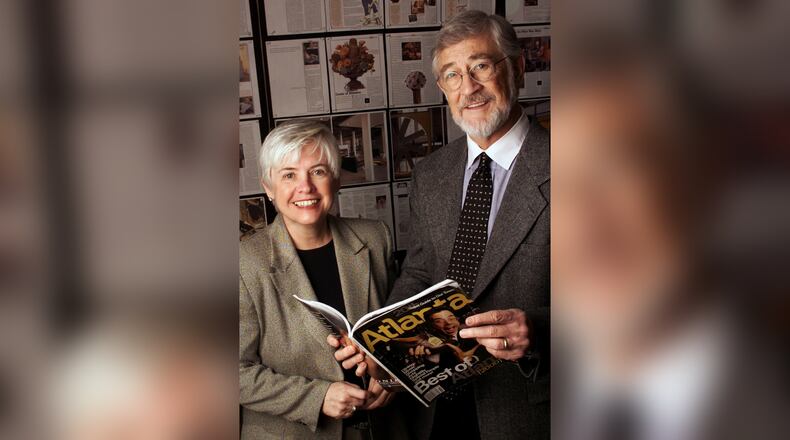 Atlanta Magazine editor Lee Walburn (right), shown with publisher Susie Love, was also editor of the AJC's weekly magazine and known for developing powerhouse writers. (Phil Skinner/AJC 2000)