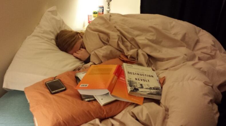 One Imgur user's girlfriend fell asleep after a long night of studying. (Imgur)