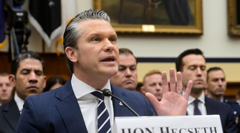 Secretary of Defense Pete Hegseth appears before a House Committee on Armed Services business meeting on the Department of Defense Fiscal Year 2027 on Capitol Hill, Wednesday, April 29, 2026, in Washington. (AP Photo/Rod Lamkey Jr.)