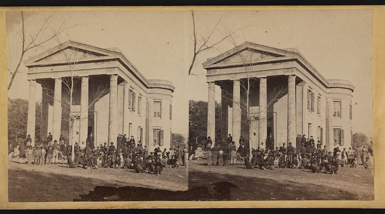 Freedmen in front of an unnamed library. Courtesy ancestry.com