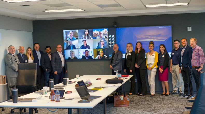Deluxe, a payments and business technology company, recently hosted a delegation of 10 British financial technology (Fintech) firms at the company’s Innovation Center in Sandy Springs. COURTESY DELUXE
