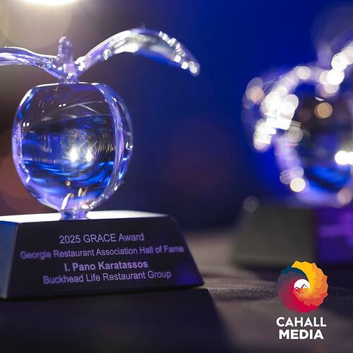 I. Pano Karatassos, the founder and CEO of Buckhead Life Restaurant Group and a co-founder of the Georgia Restaurant Association, was inducted into the hall of fame during the Georgia Restaurant Association Crystal of Excellence Awards. (Courtesy of the Georgia Restaurant Association)