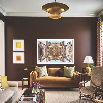 Shades of brown harmonize beautifully in this study created by Chris Holt of Holt Interiors for the Atlanta Homes & Lifestyles Southeastern Designer Showhouse, which can be visited Thursday through Sunday. (Courtesy of Marc Mauldin)
