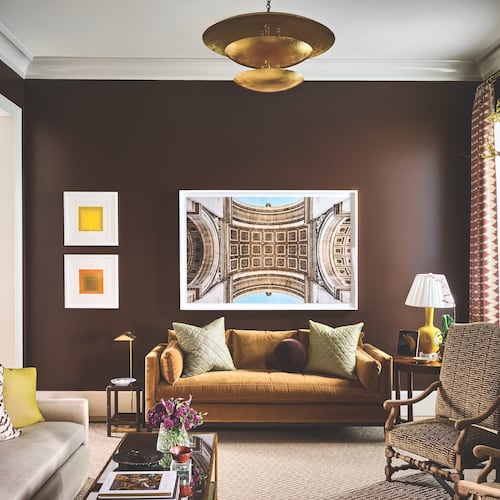 Shades of brown harmonize beautifully in this study created by Chris Holt of Holt Interiors for the Atlanta Homes & Lifestyles Southeastern Designer Showhouse, which can be visited Thursday through Sunday. (Courtesy of Marc Mauldin)