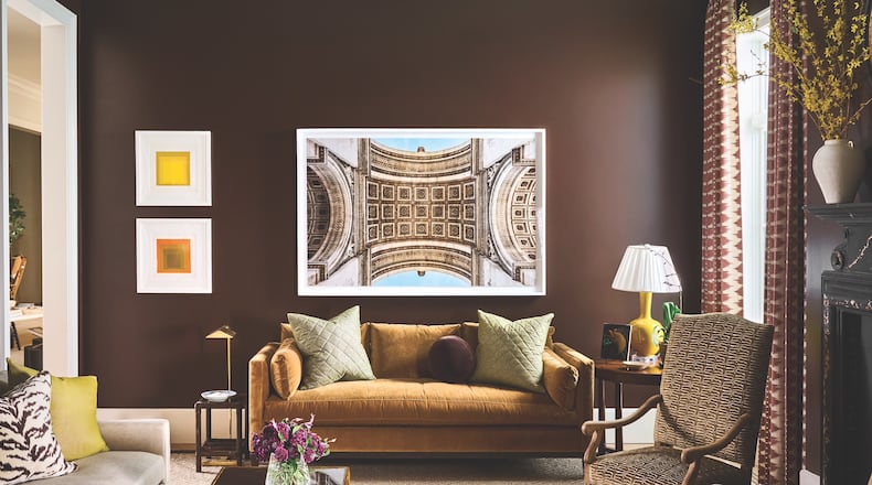 Shades of brown harmonize beautifully in this study created by Chris Holt of Holt Interiors for the Atlanta Homes & Lifestyles Southeastern Designer Showhouse, which can be visited Thursday through Sunday. (Courtesy of Marc Mauldin)