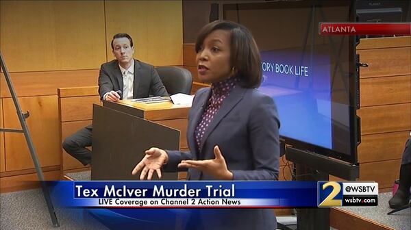 Assistant District Attorney Seleta Griffin gives the prosecution's opening statement in the murder trial of Tex McIver on March 13, 2018 in the Fulton County Courthouse. (Channel 2 Action News)