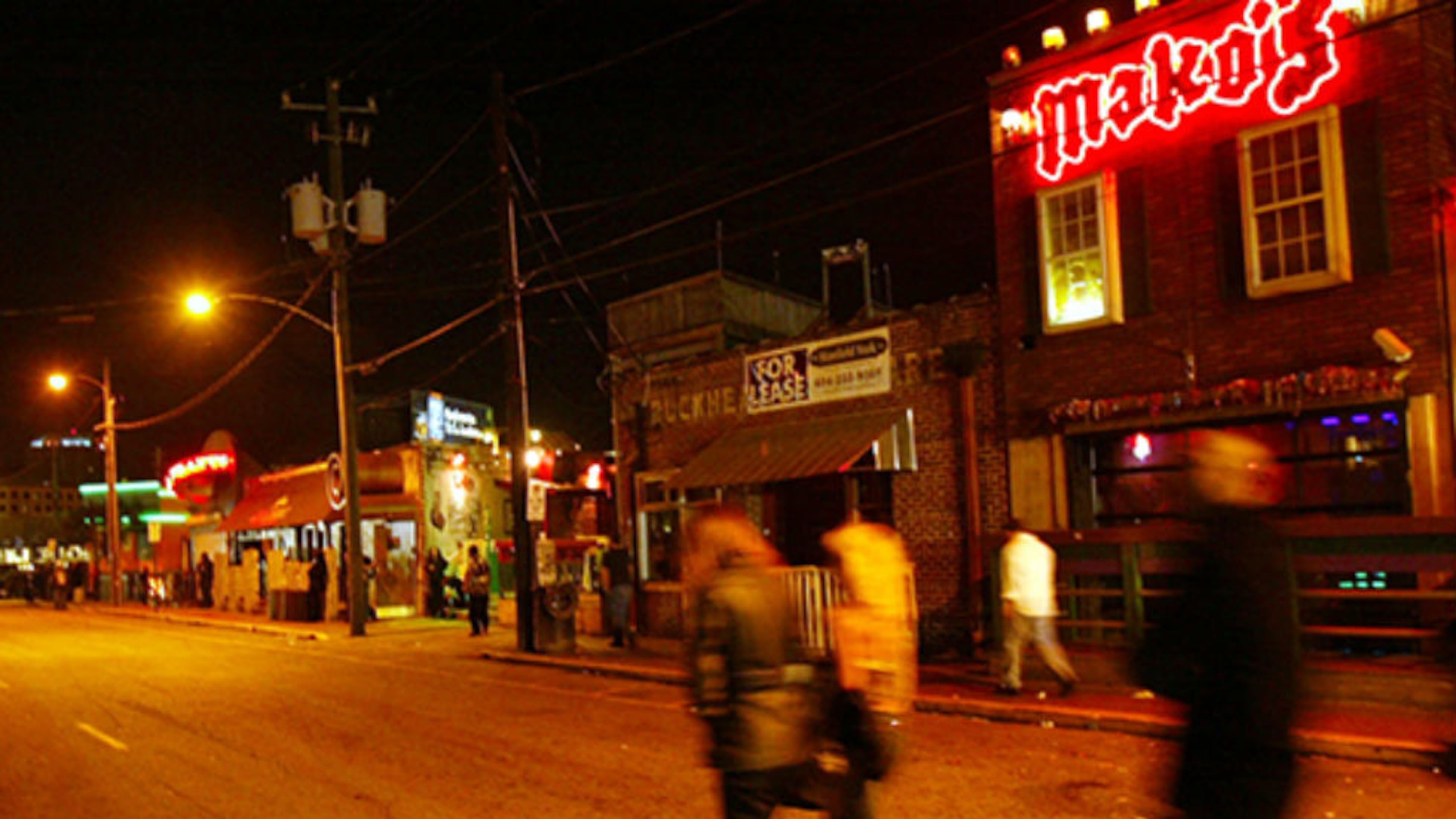 Buckhead Village club scene: The 8 acres of clubs and bars used to be the heart of Atlanta night life, but a deadly brawl outside Cobalt in 2000 involving the entourage of former Baltimore Raven Ray Lewis encouraged city leaders to put the kibosh on the raucous scene. (AJC file)