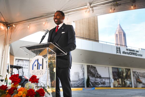 Atlanta Mayor Andre Dickens speaks during a groundbreaking of the Civic Center redevelopment outside of the Civic Center in Atlanta on Tuesday, Dec. 9, 2025. (Abbey Cutter/AJC)
