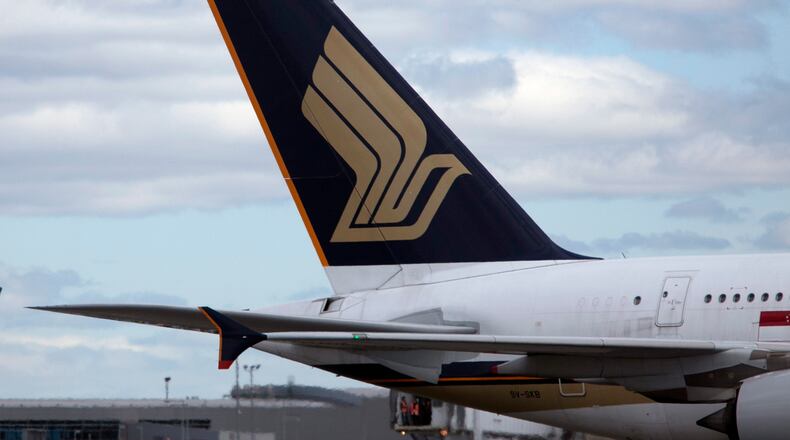 A myna bird was caught on a Singapore Airlines flight (not pictured) 12 hours into a 14 hour flight from Singapore to London.