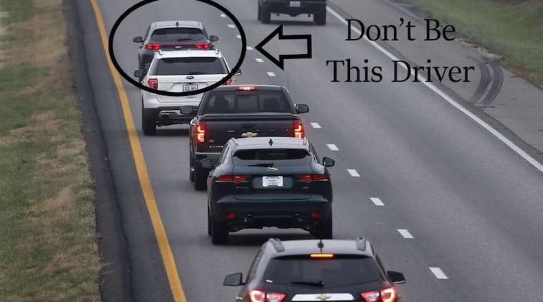 The Sandy Springs Police Department is reminding holiday drivers to avoid a ticket due to the Slowpoke Law. The Impeding Traffic Flow Law, passed in 2014, prohibits drivers from holding up traffic in the left lane, even if driving the speed limit. (Courtesy Sandy Springs Police)