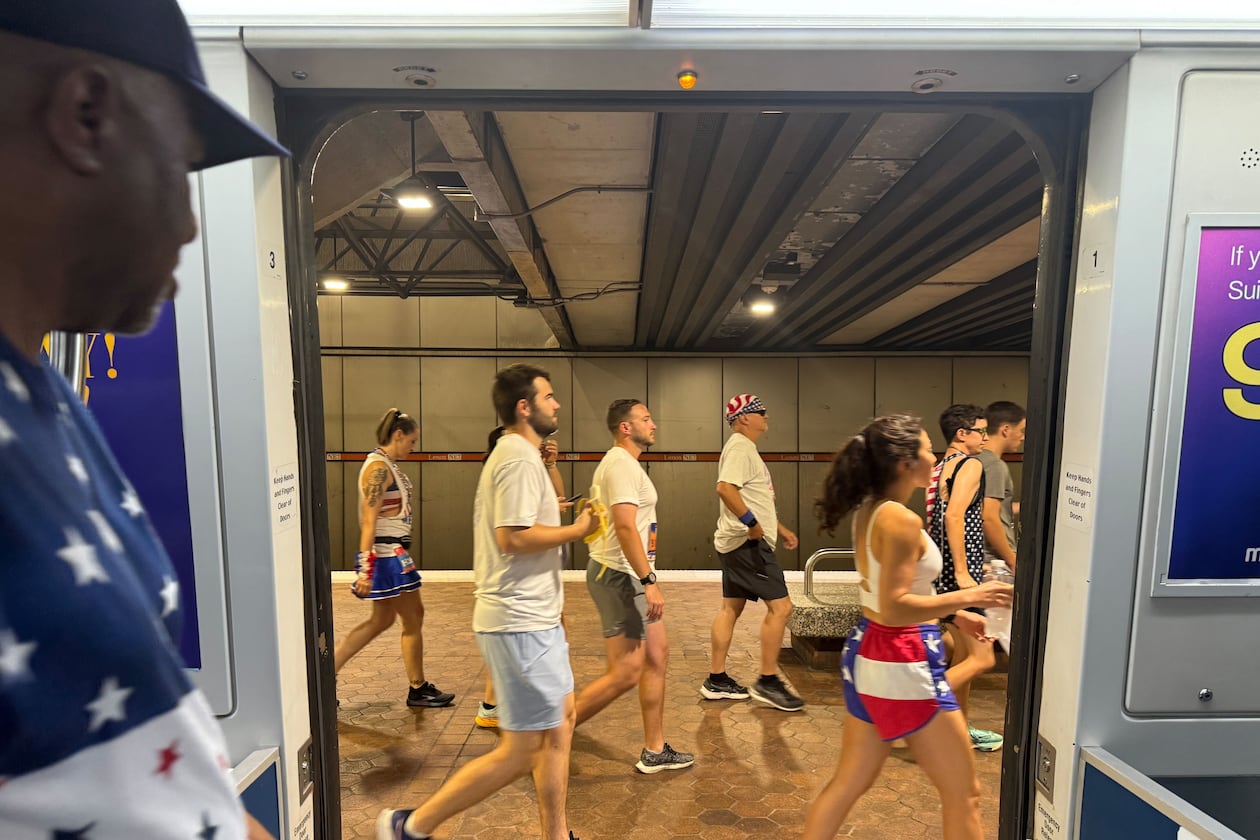 Runners take MARTA early to the 2024 AJC Peachtree Road Race. (Dawn Sawyer/AJC 2024)