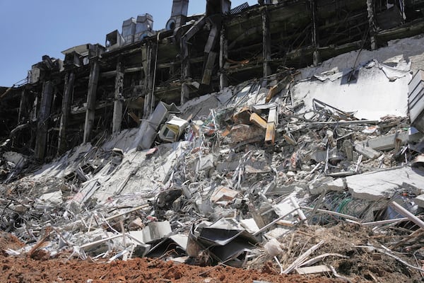 Damage to the Weizmann Institute of Science from an Iranian missile strike in Rehovot, Thursday, June 19, 2025. (AP Photo/Maya Alleruzzo)
