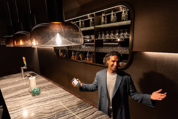 CEO Kabir Barday gives a tour of a “speakeasy” inside software firm OneTrust's new global headquarters in Atlanta on Thursday, May 22, 2025. (Arvin Temkar/AJC)