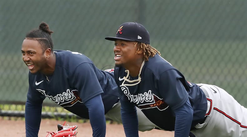 Ozzie Albies (left) and Ronald Acuna of the Braves.  Curtis Compton / ccompton@ajc.com