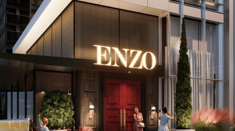 A rendering of Enzo Steakhouse & Bar's forthcoming Midtown location, which will open at the Epicurean Atlanta hotel inside the Reverence space. (Courtesy of Rule Joy Trammell + Rubio)