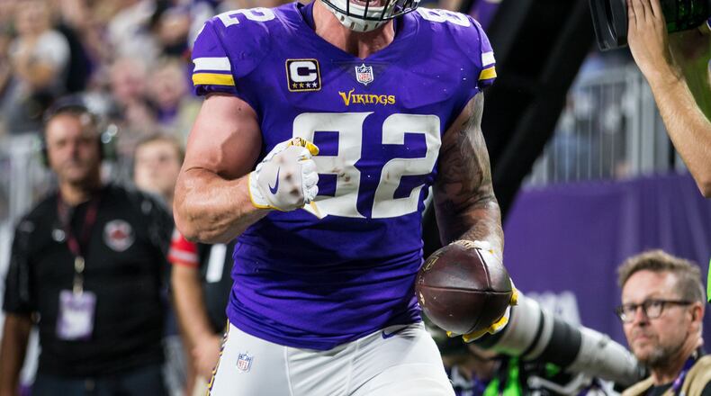 Kyle Rudolph figures to be a focal point of the Vikings offense against the winless Browns.