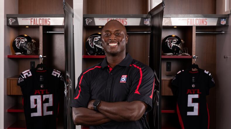 Former Atlanta Falcons quarterback DJ Shockley poses for a portrait during the Falcons Insider Shoot at Mercedes-Benz Stadium in Atlanta, Georgia, on Friday July 9, 2021. (Photo by Karl Moore/Atlanta Falcons)