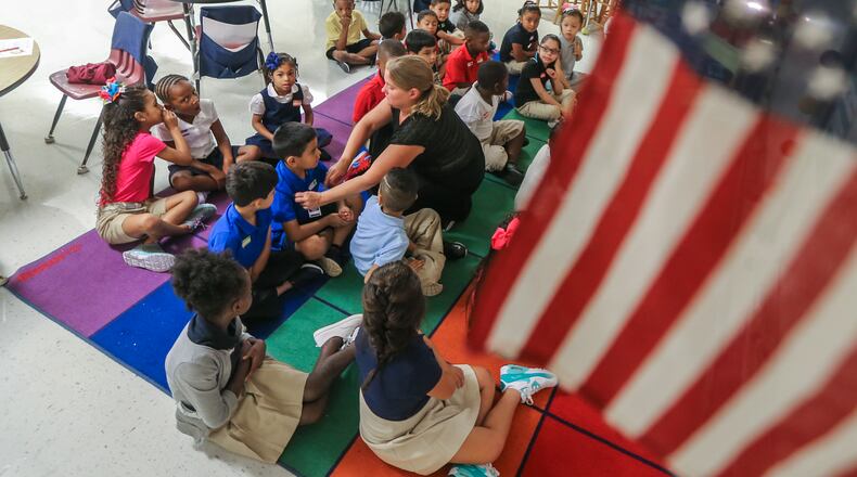 The first day of school at Cobb County's Argyle Elementary School. John Spink, jspink@ajc.com