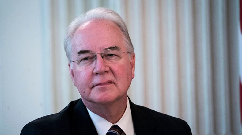 Then-Health and Human Services Secretary Tom Price at a forum on opioid abuse at the White House on Sept. 28, 2017.