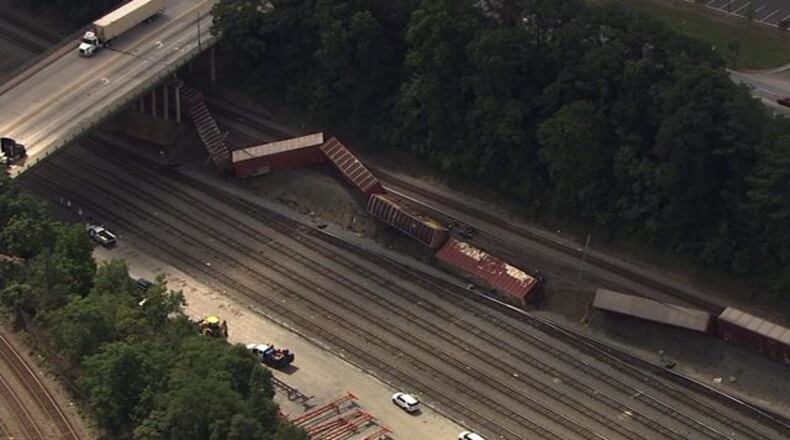 A train derailed Monday in northwest Atlanta. (Credit: Channel 2 Action News)