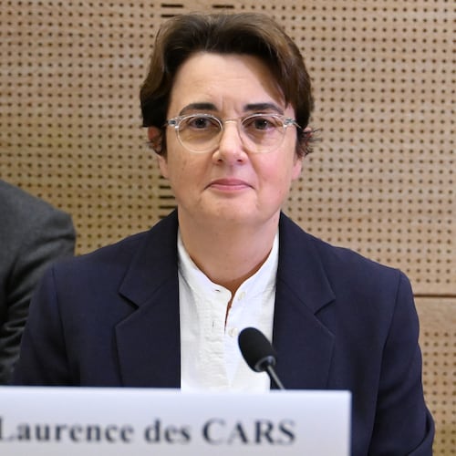 Laurence des Cars, director of Le Louvre museum, poses before a hearing at the Culture commission of the Senate, three days after historic jewels were stolen in a daring daylight heist, Wednesday, Oct. 22, 2025 in Paris. (AP Photo/Emma Da Silva)