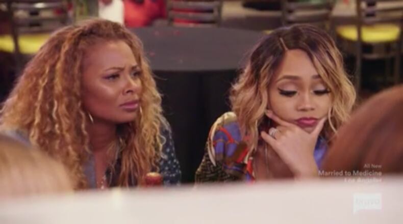 Eva (left) tries to absorb Marlo's explanation why she was spreading all this gossip about her.