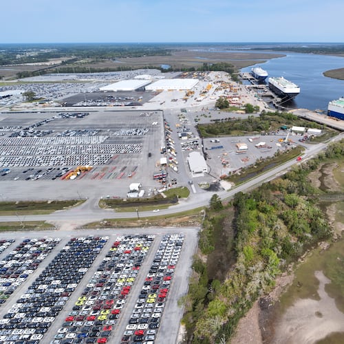 Brunswick's Colonel's Island terminal is the busiest port for autos and heavy equipment in the United States. (Courtesy of Georgia Ports Authority)