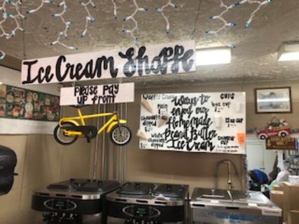 The ice cream counter at Bobby Salter's Plain Peanuts, home of his famous peanut butter ice cream