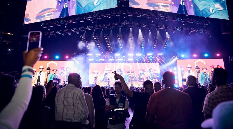 Over 20,000 people watch New Edition on the final evening of musical performances at the Essence Festival, which was held at the New Orleans Caesars Superdome, July 3, 2022. The festival, the world's largest music and culture gathering held by, and for, Black women, typically brings more than 500,000 attendees to New Orleans, according to the organizers. (Nicky Quamina-Woo/The New York Times)