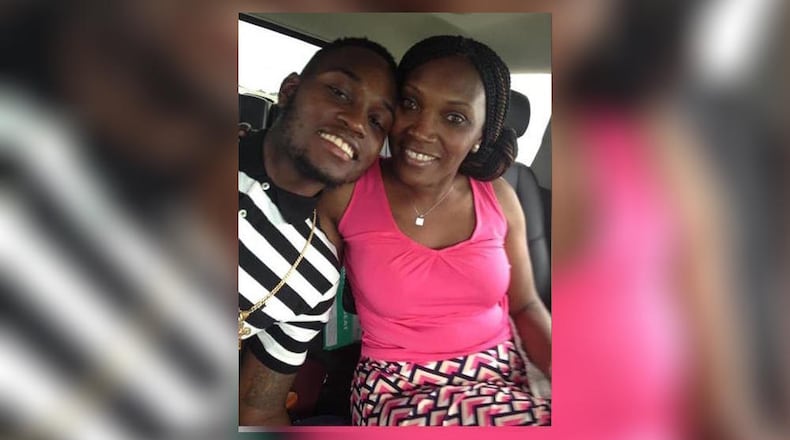 Wanda Cooper-Jones with her son, Ahmaud Arbery, who was shot to death in February.