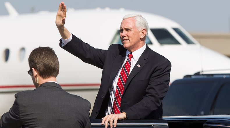 Vice President Mike Pence at Hartsfield Jackson International Airport in Atlanta, Georgia, on Friday, March 23, 2018. (REANN HUBER/REANN.HUBER@AJC.COM)
