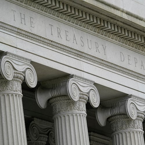 FILE - The Treasury Building is viewed in Washington, May 4, 2021. (AP Photo/Patrick Semansky, File)