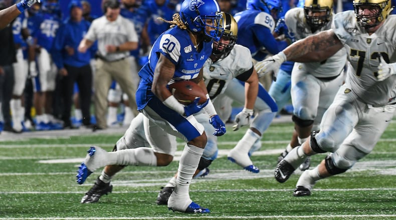 Georgia State's Quavian White intercepted this pass to seal the win against Army in 2019. The cornerback returns as part of an experienced defense that faces Army in the season opener on Saturday, Sept. 4, at Center Parc Stadium.