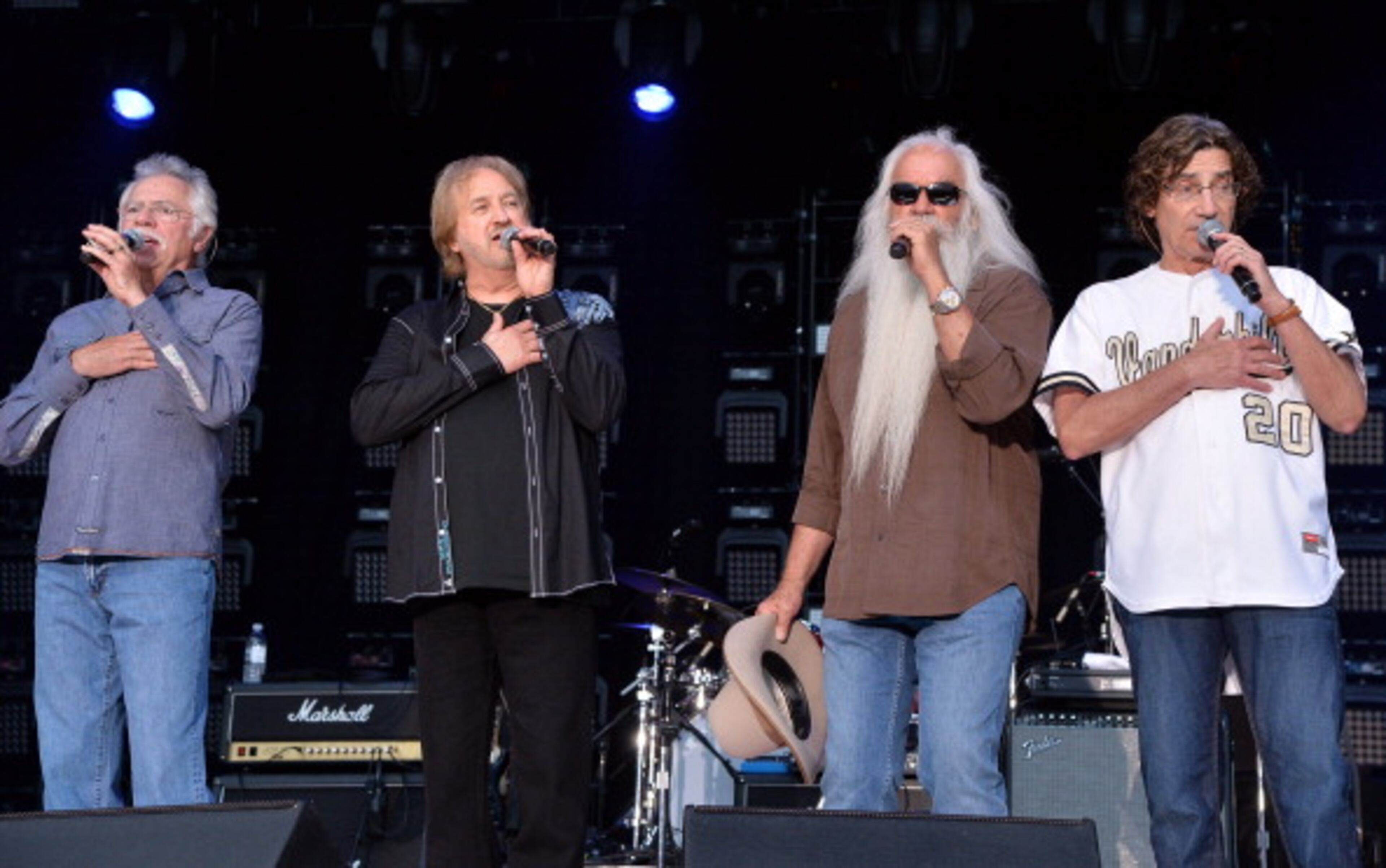 Joe Bonsall (from left), Duane Allen, William Lee Golden and Richard Sterban make up the Oak Ridge Boys. Bonsall died last year at 76. (Larry Busacca/Getty Images)