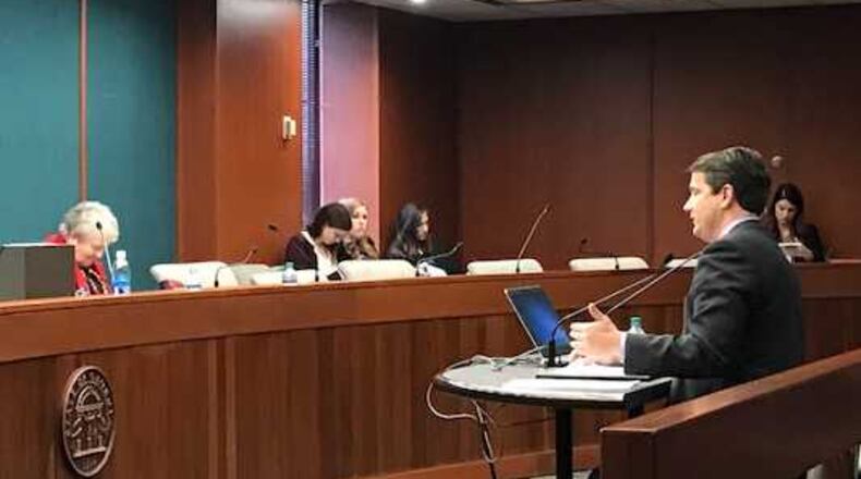 ATLANTA - State Sen. Michael Williams, R-Cumming, discusses two bills he's proposed that aim to create financial oversight of Georgia's public colleges. ERIC STIRGUS / ESTIRGUS@AJC.COM