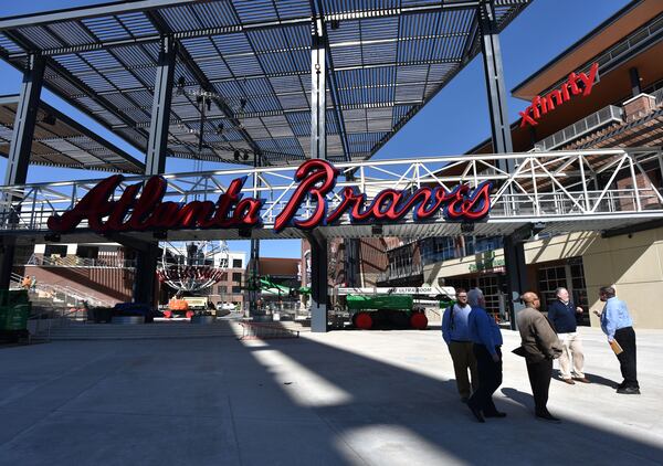 New SunTrust Park view from The Battery Atlanta plaza Wednesday.