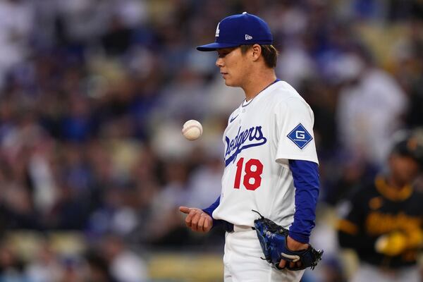 Dodgers starting pitcher Yoshinobu Yamamoto during a recent start against the Pirates.