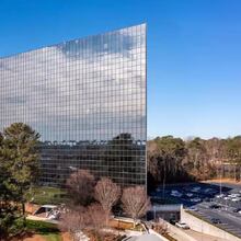 This is a photo of the office tower at 1800 Century Blvd, which is slated to be converted into housing.