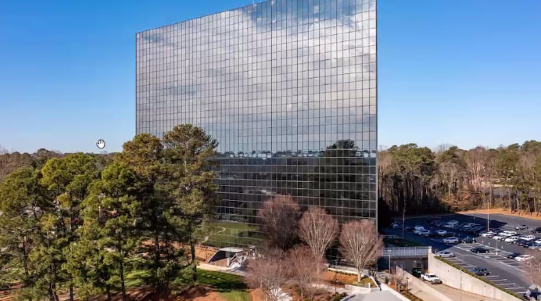 This is a photo of the office tower at 1800 Century Blvd, which is slated to be converted into housing.