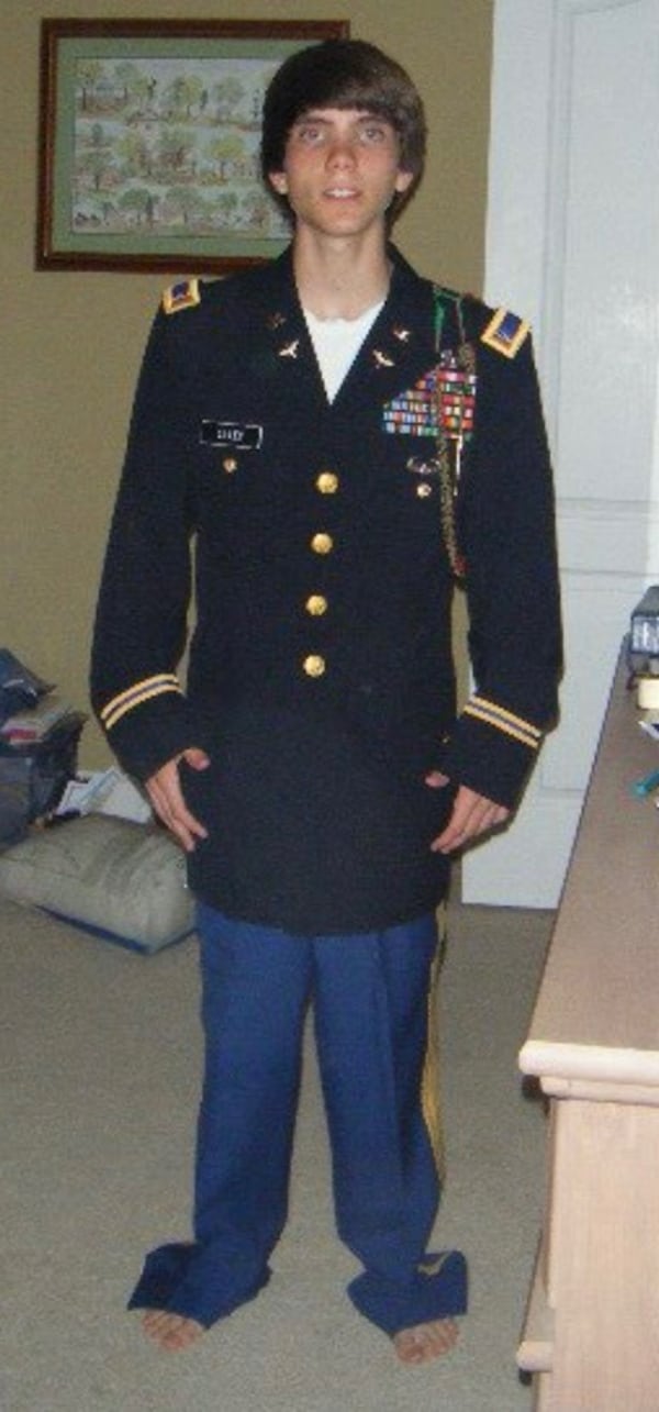 Sam Lilley around age 13 wearing his father's Army uniform. Sam grew up in the Savannah area and graduated from Richmond Hill High School after his father was stationed at Fort Stewart. (Courtesy of the Lilley Family)