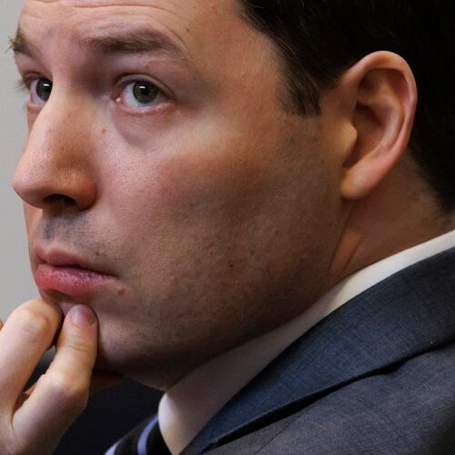 Brendan Banfield looks on during his double murder trial in Fairfax County Circuit Court, Wednesday, Jan. 14, 2026, in Fairfax, Va. (AP Photo/Tom Brenner, Pool)