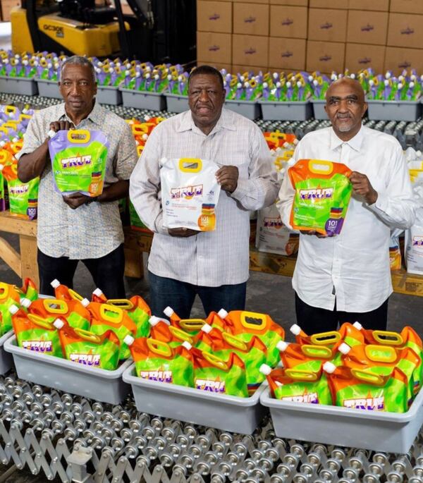 True Laundry co-founders from left: Abdur-Rahim Shaheed, Malik Saleem and Ali B. Muhammad. The College Park-based company’s flagship product is a concentrated detergent that is now available in stores in 25 states.