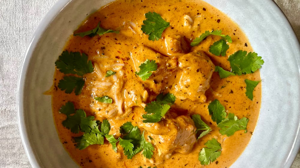 The Mughlai chicken curry at Desi Tadka is rich, creamy and bursting with spices. (Angela Hansberger for the AJC)